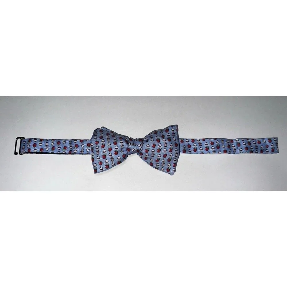 Vineyard Vines Bobbin' For Apples Boys Silk Bow Tie in Jake Blue *NEW & HTF